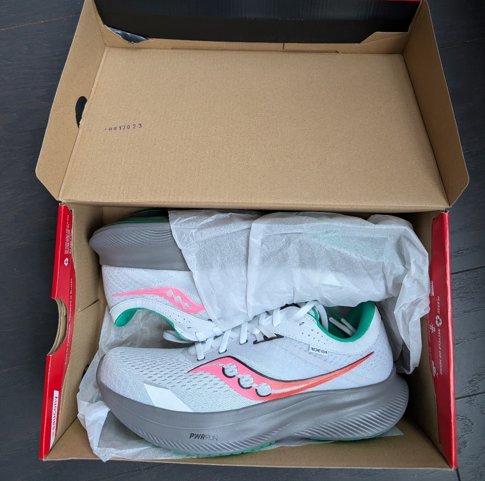 *Brand New* Saucony Ride 16 - White/Gray/Pink/Green - Women's Size 10 - Picture 4 of 5
